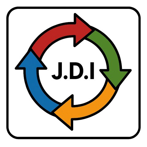 JDI (Just-Do-It) problem-solving cycle icon with four colored arrows forming a loop.